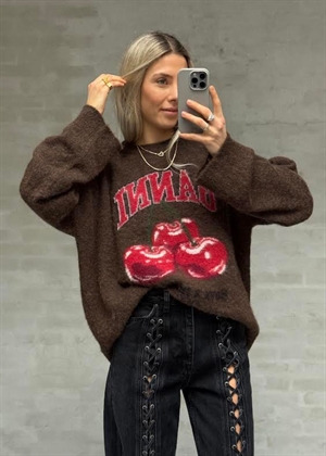 Brushed Alpaca graphic oversized sweater Chicory Coffee A1070048 Ganni 